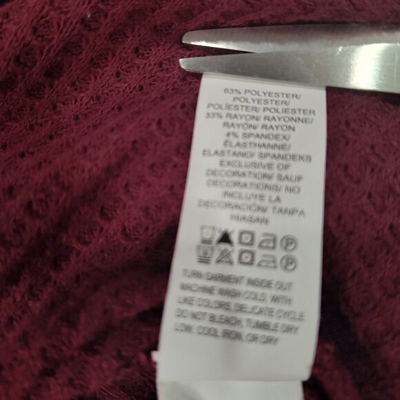 Lucky Brand Shirt Womens XL Boho Thermal Waffle Knit Lace Back Tulip Hem Red - Picture 6 of 10